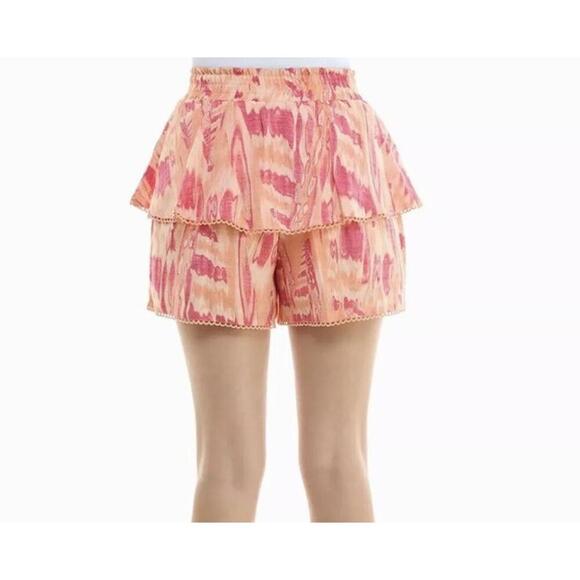 NICOLE MILLER Shorts Womens Size M Amber Double Tiered Pull On Skort Apricot New - Picture 3 of 7